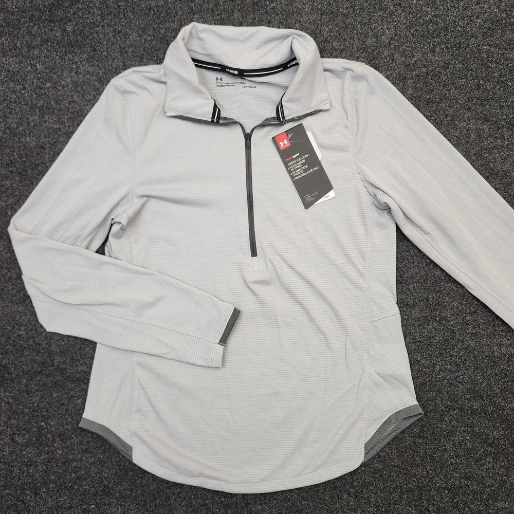 Under Armour UA Womens Small Gray HeatGear Tech 1/2 Zip Pullover Quick Drying